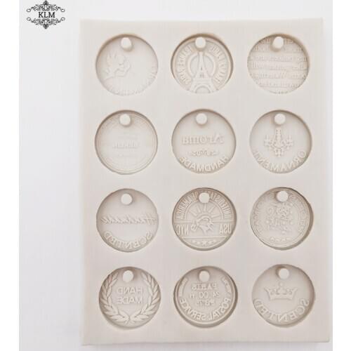 12 hole round silicone mold resin keychain mold chocolate tool pendant jewelry badge kitchen baking tools