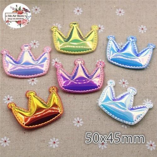 5CM 12pcs crown patches Shiny PU Crown Shape Padded Felt appliques for decoration DIY hair accessories