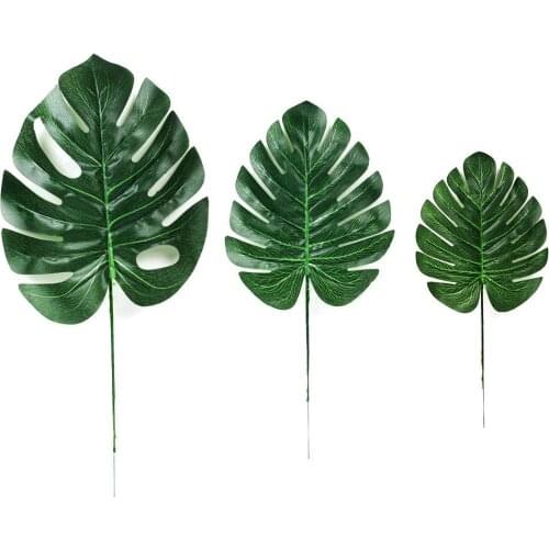 2Pcs High-quality Environmental Protection Artificial Tropical Monstera Green Plant Leaves Wedding Party Home Wall Decoration
