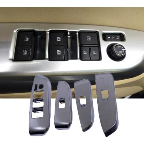 4 PCS For Toyota Highlander 2015 Car Chrome Armrest Lift Inner Door Window Glass Switch Panel Cover Trim Frame Molding Sticker
