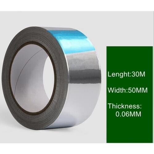 5 Rolls Width 50mmx30m,Aluminum Foil tape Coated With arcylic Adhesive,Heat-resistant,waterproof,radiation protection,shielding