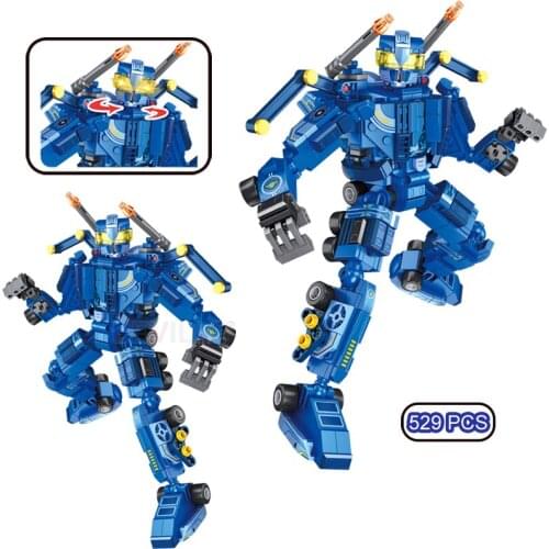 529Pcs 4 IN 1Transformation Engineering Vehicle Mecha Building Blocks City Construction Bulldozer Excavator Model Bricks Gifts