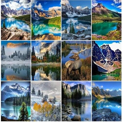 5D Diy Diamond Painting Embroidery Lake Waterfall Mountain Natural Landscape Full Drill Rhinestone Mosaic Handmade Decor Gifts