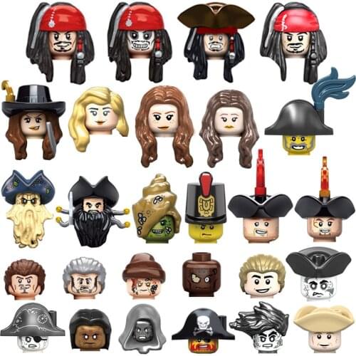 8pcs/Lot Caribbean Pirates Action Figures Building Blocks Movie Character Captain Mermaid Bricks Set Kids Enlightenment Toys