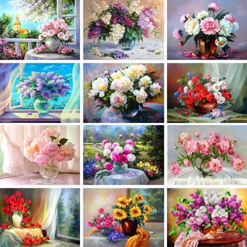 5D DIY Diamond Painting Flowers Full Diamond Embroidery Rhinestone Picture Hand-Mosaic Mosaic Craft Gift Home Decoration Kit