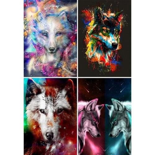 5D DIY Diamond Painting Animals Wolf Cross Stitch Kit Full Drill Square Embroidery Mosaic Art Picture of Rhinestones New Arrival