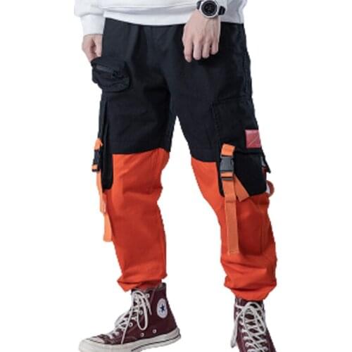 Contrasting Color Stitching Sports Trousers Military Pants Multi-Pocket Camouflage Overalls Hip-Hop Casual Pants Men