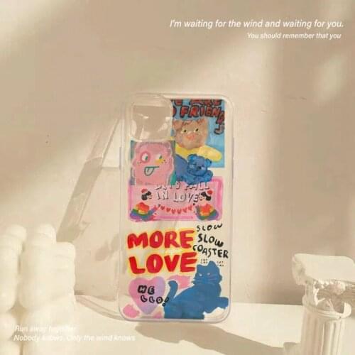 Case for iphone xr transparent clear color soft tup cover for iphone 12 pro max 11 xs x 6 6s 7 8 plus cute cartoon lovely case