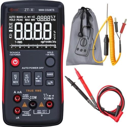 BSIDE ZT-X Digital Multimeter 9999 True RMS 3 Line Display Button Temperature Capacitance AC DC Voltage Current Multi Meter
