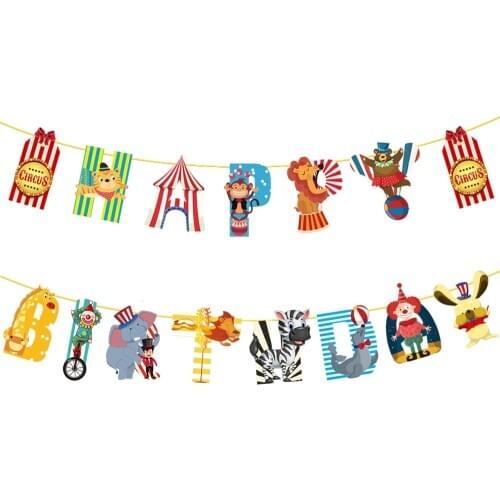 Circus Themes Happy Birthday Banner Baby Shower Birthday Party Decorations Photo Booth Happy Birthday Bunting Garland Flags