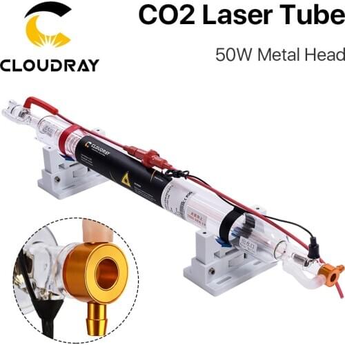 Cloudray Upgraded CO2 laser tube Metal Head 1000MM 50W Dia.50 Glass Pipe Lamp for CO2 Laser Engraving Cutting Machine