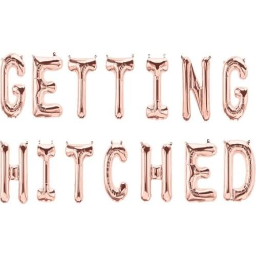 GETTING HITCHED Bachelorette, Wedding, Bridal Shower Party Balloon Letter Decorations. 16 Inch Balloons Bridal Celebration Decor
