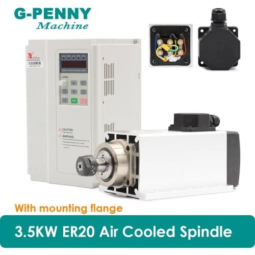 CNC Air cooled spindle motor 220V / 380v 3.5kw ER20 Air Cooling Spindle motor 4bearings for CNC Router engraving machine
