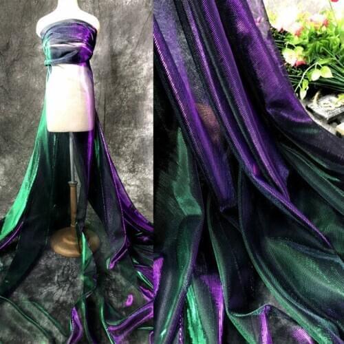 Purple ghost green gradient mesh designer fabric skirt clothing laser magic light clothing fabric
