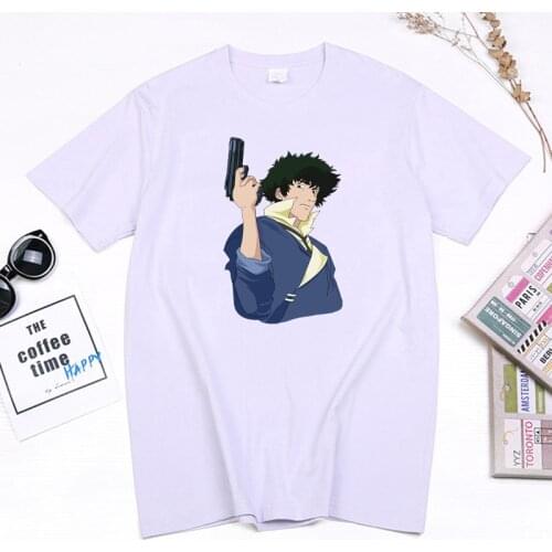 Vintage Anime Cowboy Bebop Spike Graphic Print Tshirt Harajuku Manga Men Streetwear Summer Hot Sale Hombre Casual Camisetas