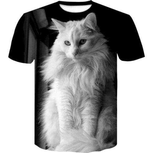 Fashion Lovely Cat 3D Print T-Shirt Animal Harajuku Short sleeve Round Neck Unisex t shirt Cartoon Casual Tops & Tees 6XL