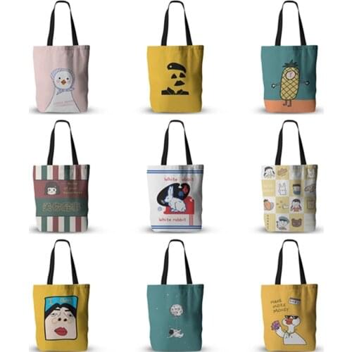 Japanese Style Canvas Bag Girl Small Fresh Shoulder Bag National Trendy Funny Tote Eco Large-capacity Shopping Bag