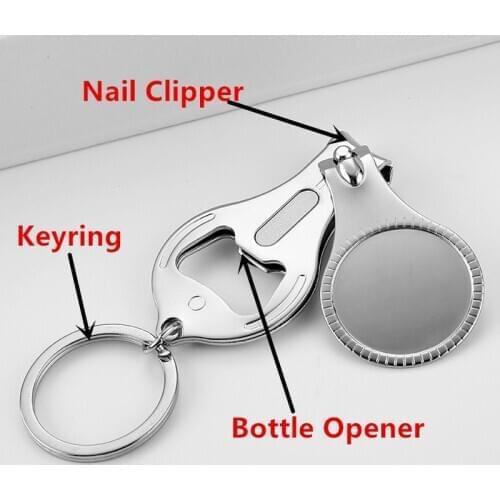Pocket Multi Tool Nail Trimmer Key Ring Bottle Opener Keychain Trim Manicure Nail Clipper Cutter Outdoor Camp Fold Nipper