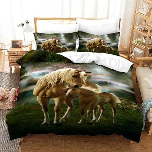 Horse Bedding Set Single Twin Full Queen King Size Animal Black Horses Bed Set Childrens Kid Bedroom Duvetcover Sets 3D 009