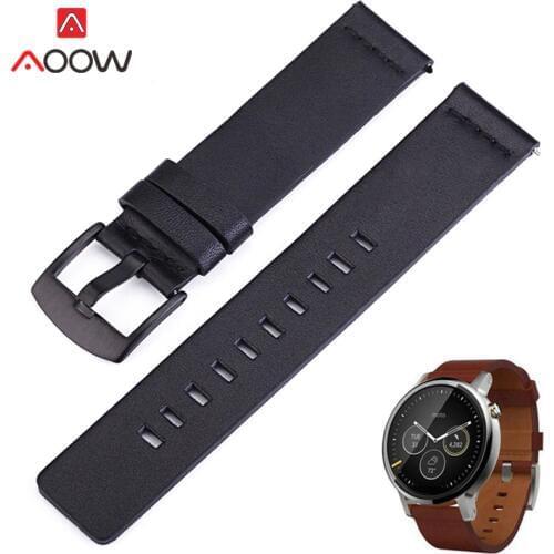 Leather Watchband for Samsung Gear S2 S3 18mm 20mm 22mm 24mm Quick Release Black Replacement Bracelet Band Strap Accessories
