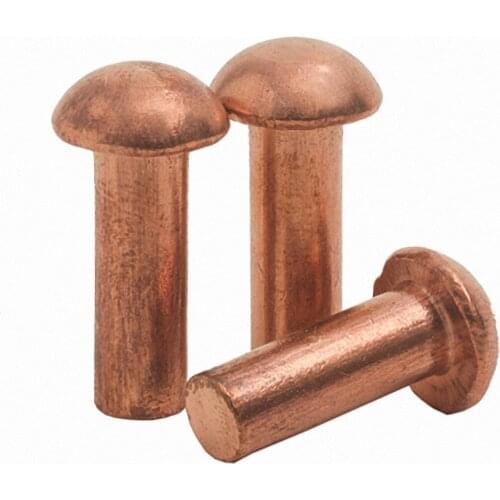 M4 M5 M6 M8 Round Head Red Copper Rivets Solid Copper Rivet Self-plugging Rivet Fasteners Length 25mm to 50mm GB867