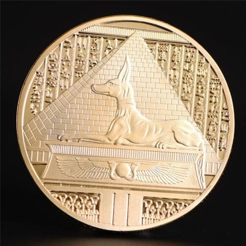 New 1pc Gold Plated Egypt Death Protector Anubis Coin Copy Coins Egyptian God Of Death Commemorative Coins Collection Gift