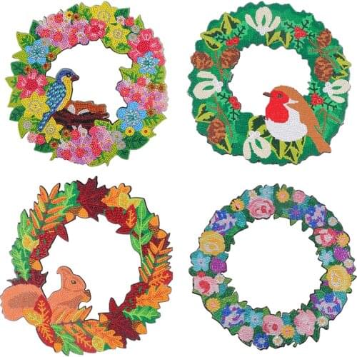 Squirrel Maple Leaves Wreath 5D Special Diamond Painting Embroidery Cross Stitch Rhinestones DIY Needlework Crafts Kit Home Deco