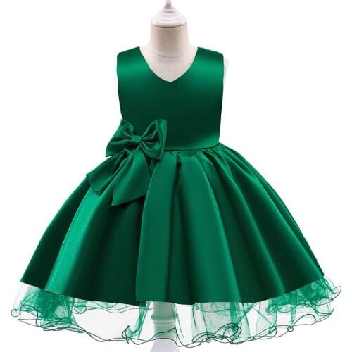 Flower Girl Dresses For Wedding Party Dresses Girls' Party the First Ball Dress Birthday Present Green Bow Dress