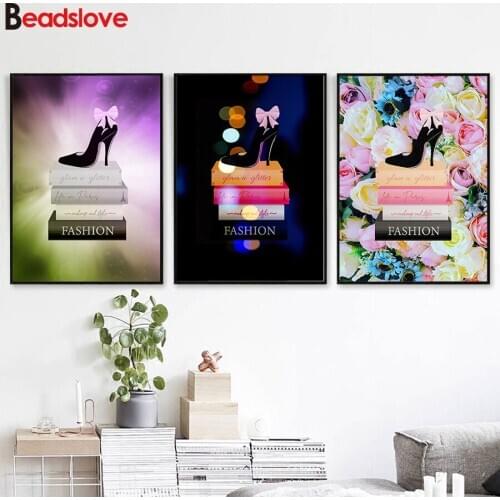 Full round square drill 5D DIY Diamond painting Fashion High Heel Shoes flower diamond embroidery full display mosaic 3 pcs set