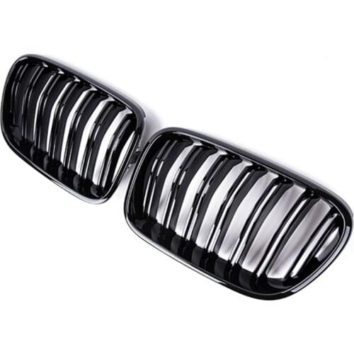 1 Pair Front Kidney Grilles Matte Gloss Black For BMW X3 F25 2010-2013 Replacement Dual Slats Racing Front Bumper Grilles