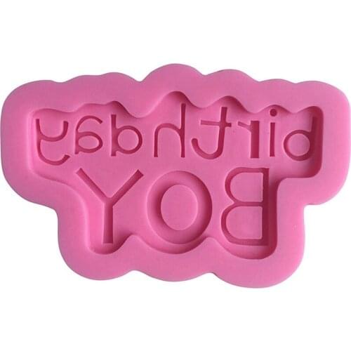 Birthday Boy Letter 3D Silicone Fondant Cake Mold Kitchen Baking Mold Cake Decorating Moulds,Pink