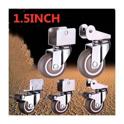 4 Pcs 1.5 Inch Ultra Quiet Rubber Caster Furniture Brake Screw Brake Wheels Heavy-duty wheel reel with brake sofa casters