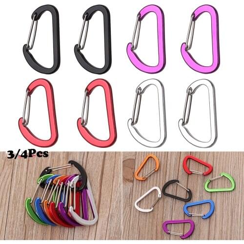 Outdoor Camping Keyring Heart-shaped/D-Ring Keychain Climbing Snap Clip Lock Buckle Hook Aluminum Alloy Carabiner Fishing Tool