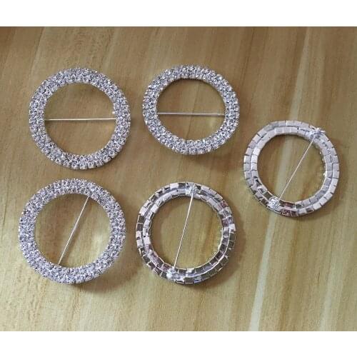 STOCK 50pcs 50mm Double Row Round Chair Sash Buckle Made of Czech Rhinestone Customized Size Available Free Shipping