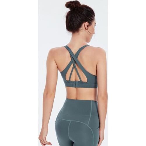 Vansydical Cross Back Strappy Sports Bra Fitness Yoga Bra Back Women Nylon Gym Workout Crop Tops Push Up Fitness Underwear