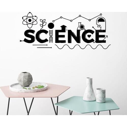 Science Words Vinyl Wall Sticker Atom Living Room Home Decor Removable Wall Decal School Classroom Teachers Room Decorate S550