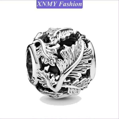 XNMY New European Silver Color Openwork Leaves Charm Beads Fit Original Pandora Charm Bracelet Fashion Jewelry Gift