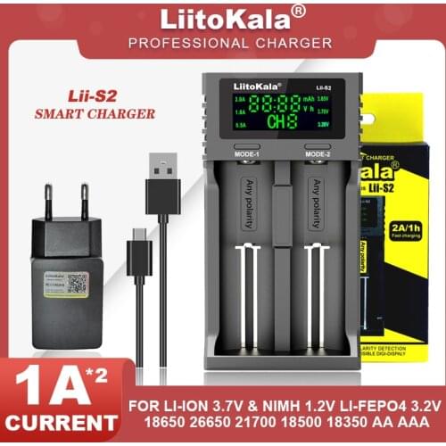 Liitokala Lii-402 Lii-S2 Lii-202 1.2V 3.85V 3.7V 3.2V 18650 18350 18500 21700 14500 26650 AA NiMH Lithium-Battery Charger