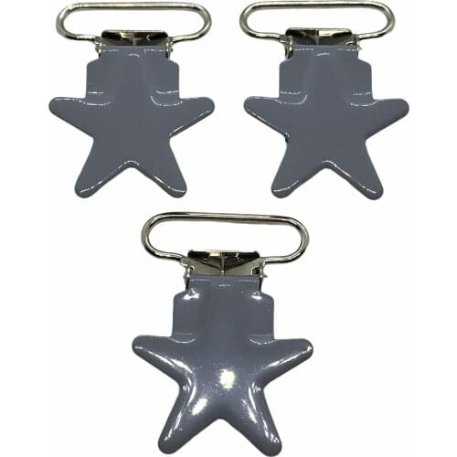 25pcs 1'' 25mm #33 GREY COLOR Star Shaped Pacifier Clips