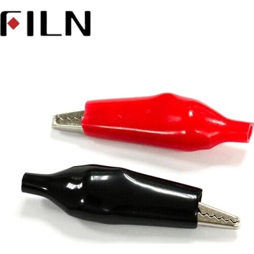 50pcs/bag Alligator Clips Battery Clamps 48.8mm length big number Crocodile Clip Red Black cover