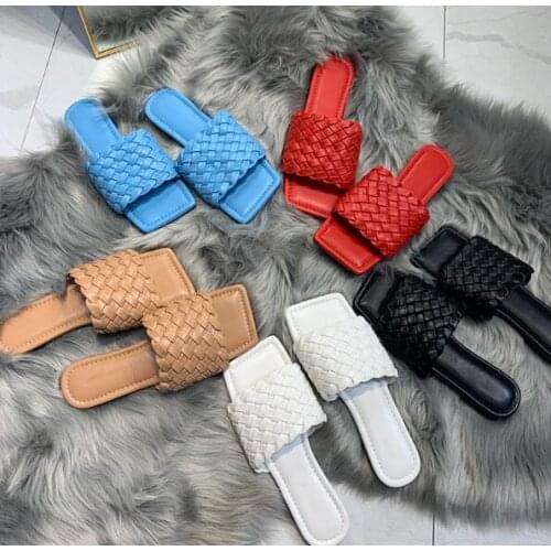 Moraima Snc Nude White Black Leather Braided Flat Sandal Open Toe Woman Sexy Shoes Summer Beach Wearing Shoes