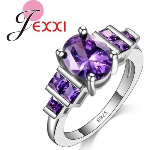 New Arrival Popular 1pc Girls 925 Sterling Silver Rings CZ Crystal Jewelry Women Best Gift For Ladies Ring Size 7 8 9