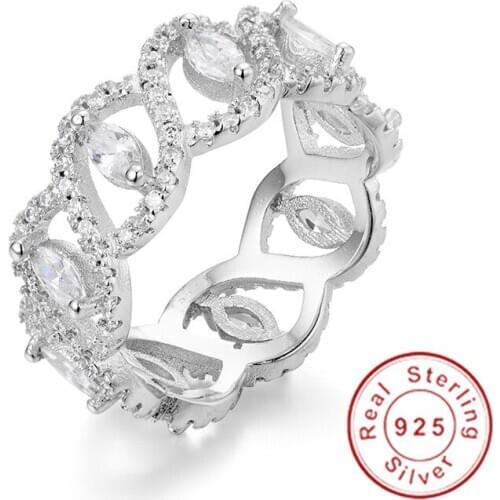 Brand 925 Sterling silver Marquise Cut Simulated Diamond Engagement Wedding Rings For Women luxury full stone CZ Jewelry SZ 5-10