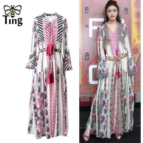 Tingfly Bohemian Floral Print Maxi Holiday Women Dresses Vintage Tassel Long Boho Casual Dress Lady Summer Exotic vestidos de