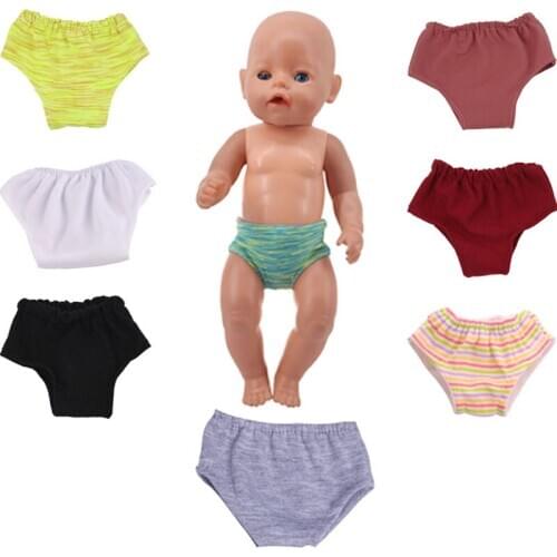 10 Doll Stripes & Solid Colors Underpants For 18 Inch & Bald Head Doll &New Born Baby Generation Birthday Girls Toy Gifts