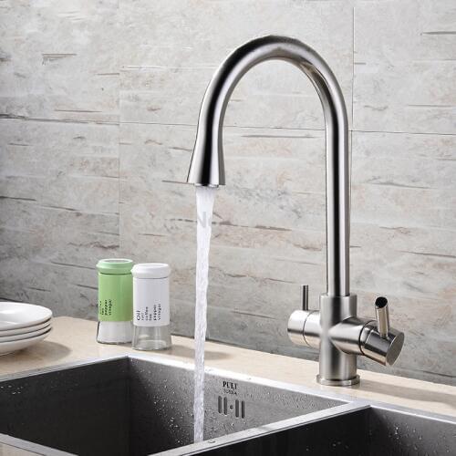 100% Solid Brass Super Big Style Free Swivel 3 Way Tap 5 Yr Warranty Mixer Tap Hot and Cold Osmosis Water Filter Kitchen Faucet