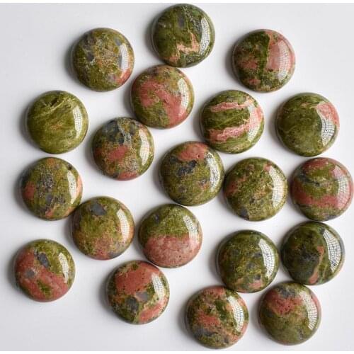 2020 fashion top quality natural flower green stone round cabochon 20mm stone beads 20pcs/lot Wholesale free shipping