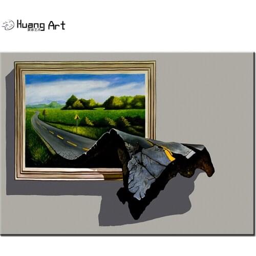 Printed 3D Highway Landscape Oil Painting for Living Room Decor Printing Modern Road Painting for Hotel or Home Decor Art