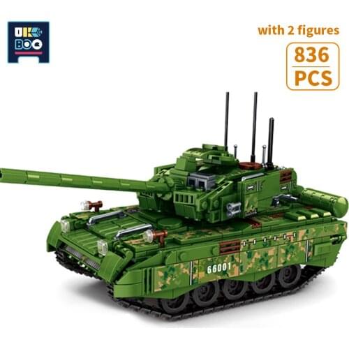 UKBOO 836PCS Military Type 99 Main Battle Tank Building Blocks City WW2 Weapon Model Army Figure Bricks Toys for Children Boys