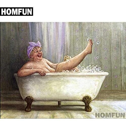 HOMFUN Full Square/Round Drill 5D DIY Diamond Painting "Bathing elderly" Embroidery Cross Stitch 5D Home Decor Gift A01398